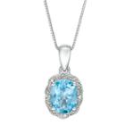 Womens Diamond Accent Genuine Blue Blue Topaz Pendant Necklace