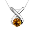 Womens Yellow Citrine Sterling Silver Pendant Necklace