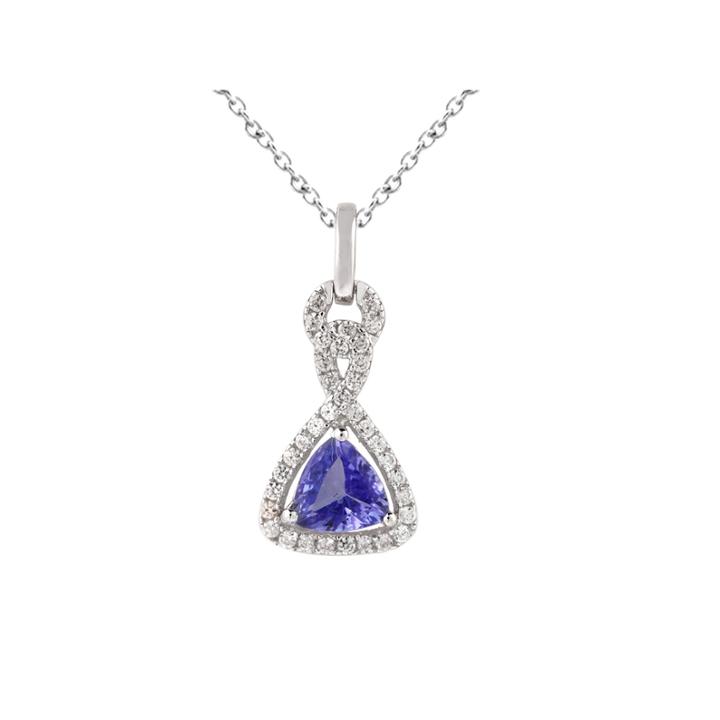 Womens Blue Tanzanite Sterling Silver Pendant Necklace