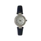 Olivia Pratt Womens Rhinestone Bezel Petite Navy Leather Watch 14829