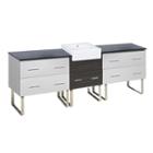 96.25-in. W Floor Mount White-dawn Grey Vanity Setfor 1 Hole Drilling Black Galaxy Top