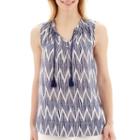 Stylus&trade; Sleeveless Chevron Print Tassel-tie Top