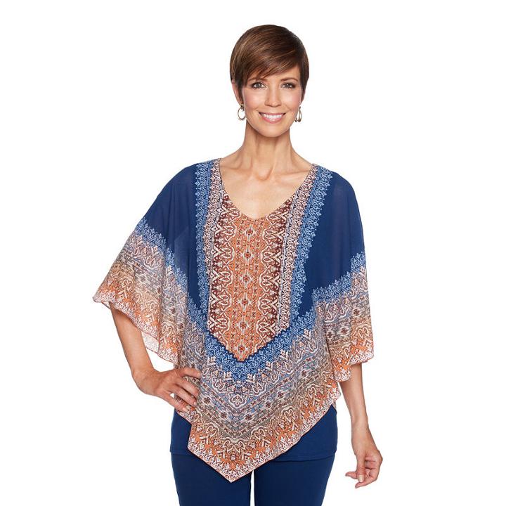 Lark Lane Desert Drifter Elbow Sleeve V Neck Woven Lined Blouse