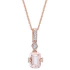 Diamond Accent Pink Morganite Emerald 10k Gold Pendant