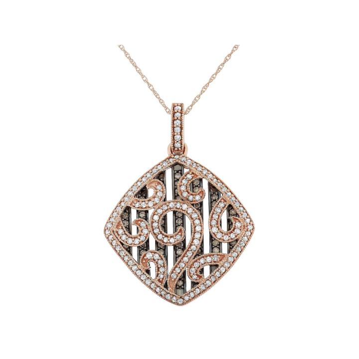 Womens 1 1/5 Ct. T.w. Brown Diamond 10k Gold Pendant Necklace