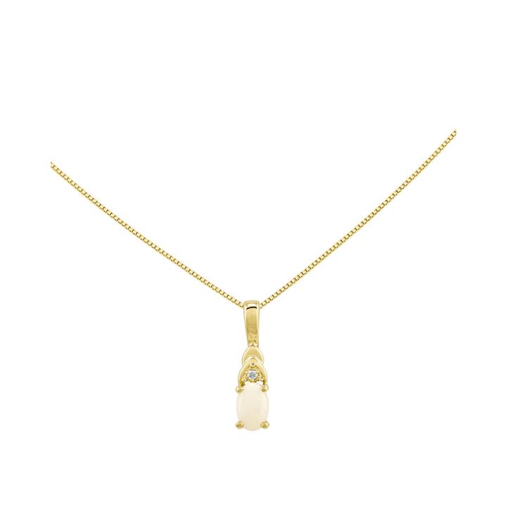 Lab-created Opal Diamond-accent 14k Yellow Gold Pendant Necklace