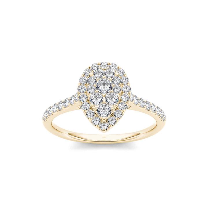 3/4 Ct. T.w. Diamond 10k Yellow Gold Pear-shaped Engagement Ring