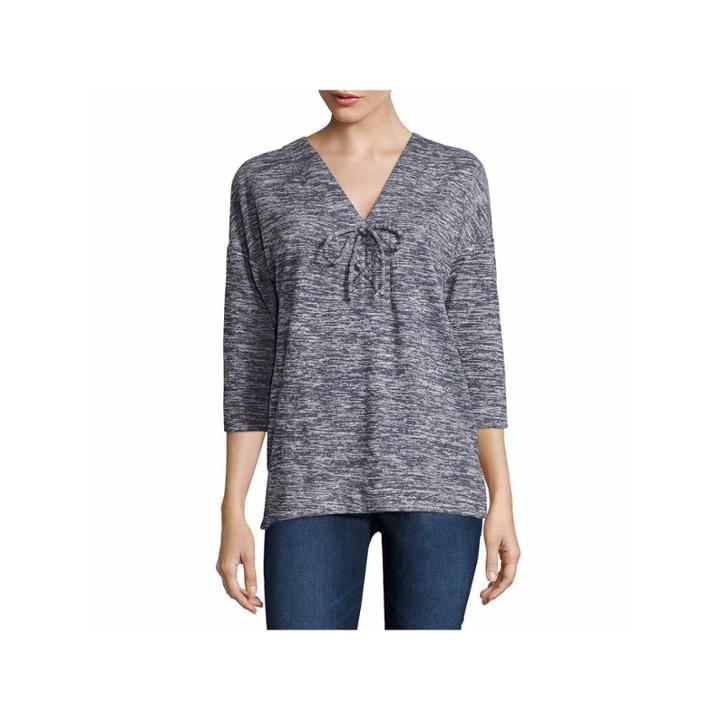 Liz Claiborne Elbow Sleeve Sweatshirt-talls