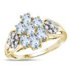 Womens Diamond Accent Color Enhanced Blue Aquamarine Gold Over Silver Cluster Ring
