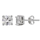 Silver Treasures Cushion Clear Diamond Accent Sterling Silver Stud Earrings