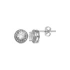Cubic Zirconia And Sterling Silver Round Stud Earrings