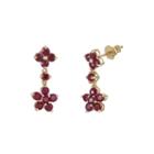 Limited Quantities Lead Glass-filled Ruby Flower Drop Earrings