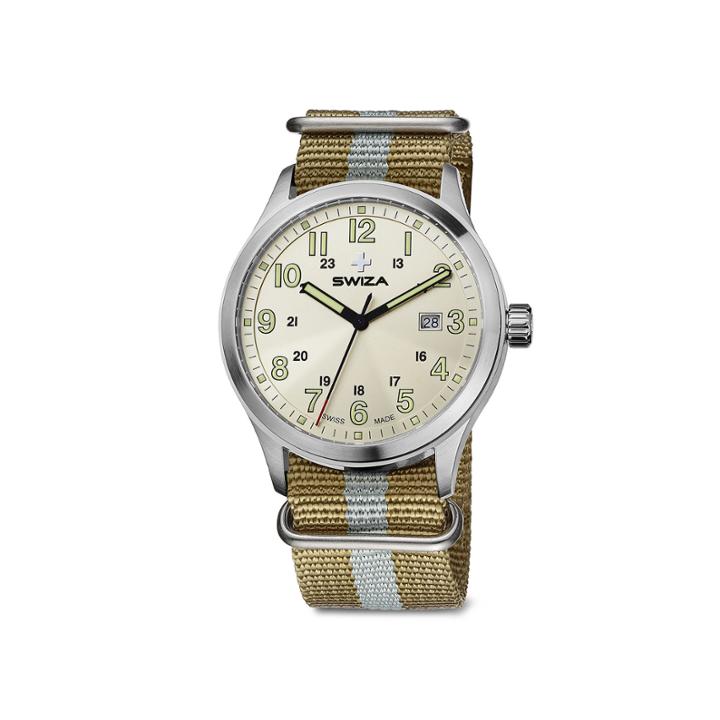 Swiza Mens Tan Nylon Strap Watch