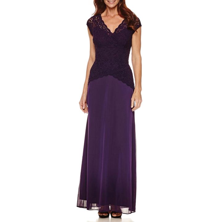 Onyx Nites Short Sleeve Evening Gown