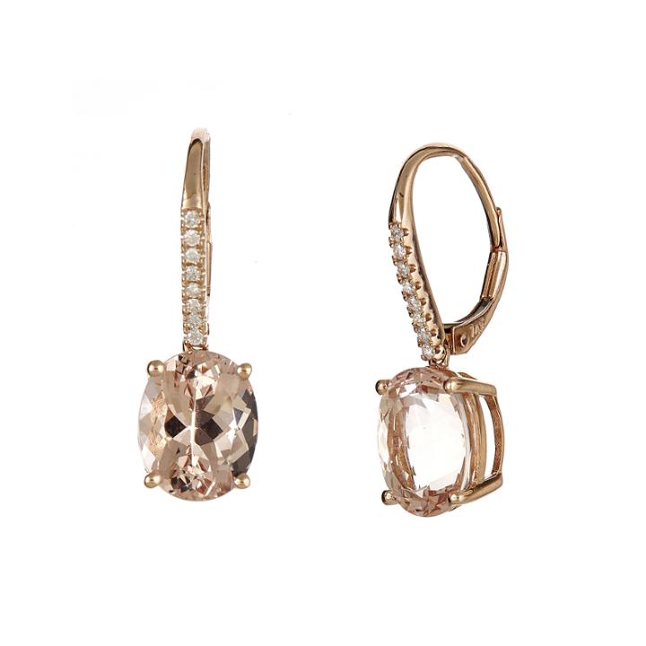 Limited Quantities Genuine Morganite And 1/10 Ct. T.w. Diamond Drop Earrings