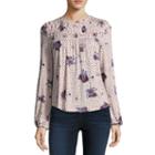Living Doll Long Sleeve Crew Neck Knit Floral Blouse-juniors