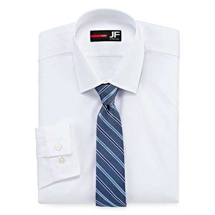 Jf J. Ferrar Easy-care Slim Fit Long Sleeve Shirtand Tie Set
