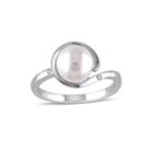 Cultured Freshwater Pearl & Diamond Accent 10k White Gold Ring