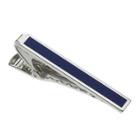 Silver-tone And Navy Enamel Tie Bar