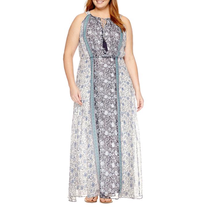 Studio 1 Sleeveless Floral Maxi Dress-plus