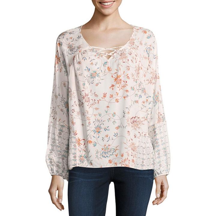 A.n.a Long Sleeve Peplum Top