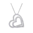 Forevermine 1/2 Ct. T.w. Diamond Sterling Silver Double-heart Pendant Necklace