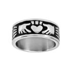 Mens 9mm Stainless Steel Claddagh Ring