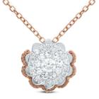 Womens 1/4 Ct. T.w. White Diamond Flower Pendant Necklace