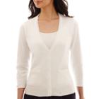 Liz Claiborne 3/4-sleeve Eyelet-back Cardigan Sweater