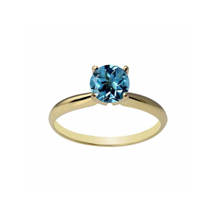 Womens Blue Topaz 10k Gold Solitaire Ring