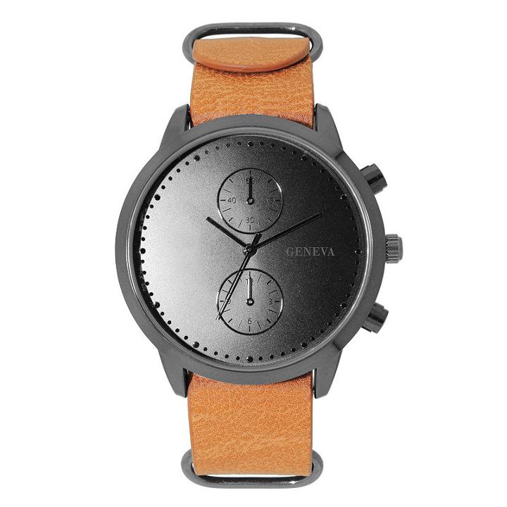 Geneva Mens Brown Strap Watch-33803
