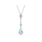 Womens Blue Aquamarine Sterling Silver Pendant Necklace