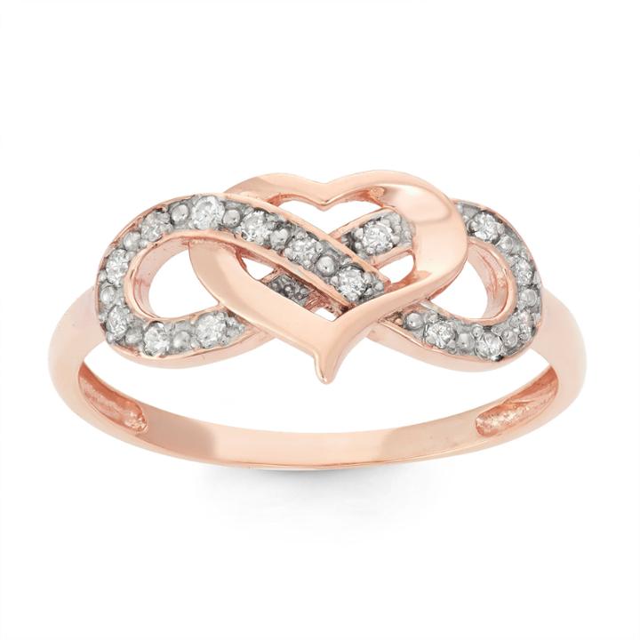 Womens 1/7 Ct. T.w. Genuine White Diamond 10k Gold Cocktail Ring