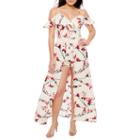 Premier Amour Cold Shoulder Floral Walk Thru Maxi Dress