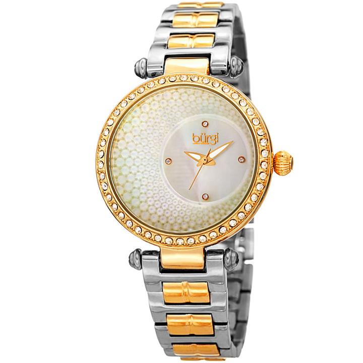 Burgi Womens Two Tone Strap Watch-b-183ttg