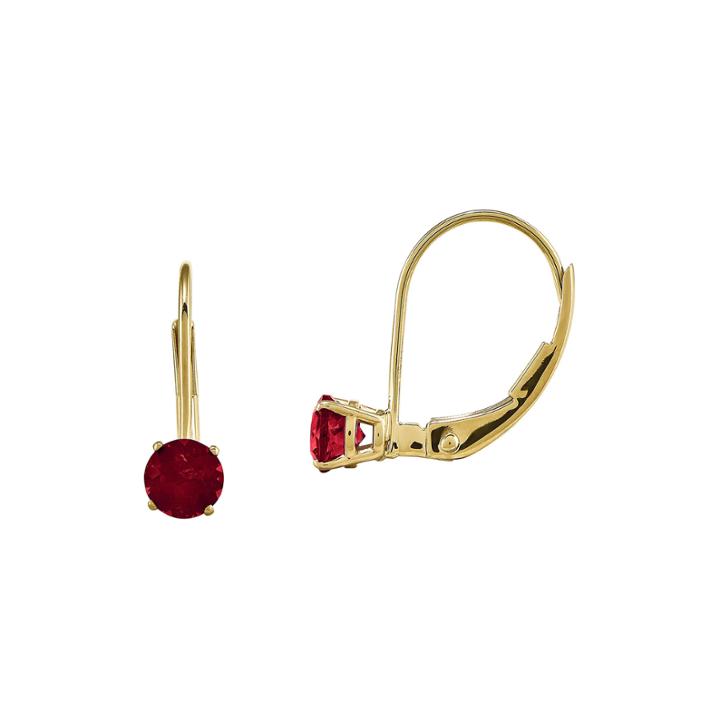 Lab-created Ruby 14k Yellow Gold Leverback Earrings
