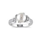 Cultured Freshwater Pearl And Diamond Accent Sterling Silver Ring