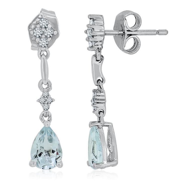 Genuine Aquamarine Sterling Silver Drop Earrings