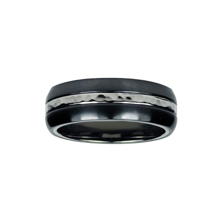 Mens 8mm Two-tone Titanium Wedding Band