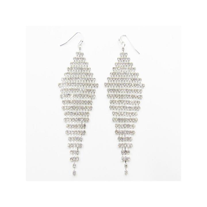 Vieste Silver-tone Large Crystal Kite Drop Earrings