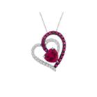 Lab-created Ruby & White Sapphire Sterling Silver Heart Pendant Necklace