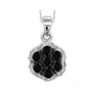 1/4 Ct. T.w. White & Color-enhanced Black Diamond Cluster Sterling Silver Pendant