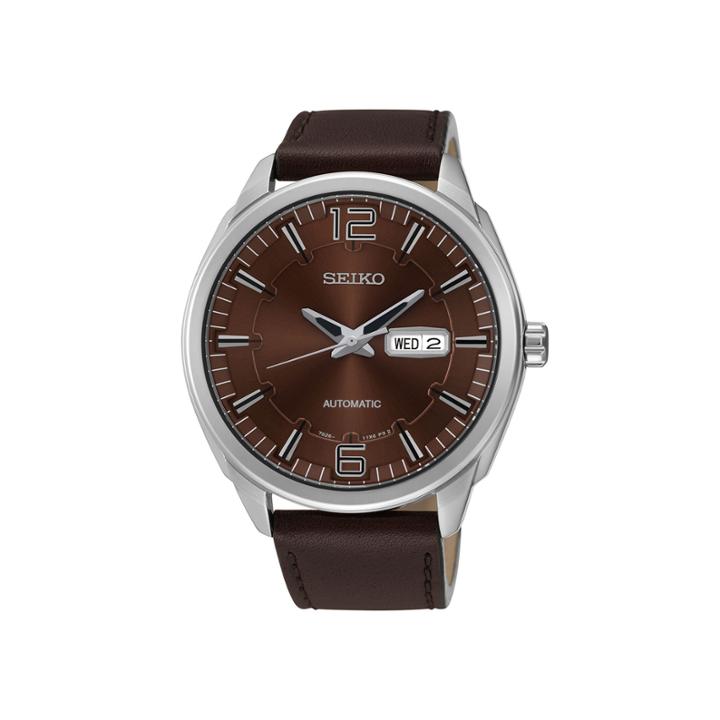 Seiko Recraft Mens Brown Calfskin Strap Automatic Watch Snkn49