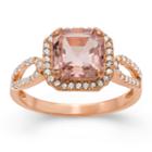 Womens Pink Quartz 14k Gold Over Silver Cocktail Ring