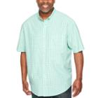 Izod Breeze Shirt Short Sleeve Checked Button-front Shirt-big And Tall