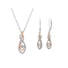 Womens 1/10 Ct. T.w. White Diamond Sterling Silver & 14k Rose Gold Over Silver Jewelry Set
