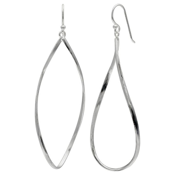 Silver Reflections Silver Plated Twist Oval Pure Silver Over Brass Oval Drop Earrings