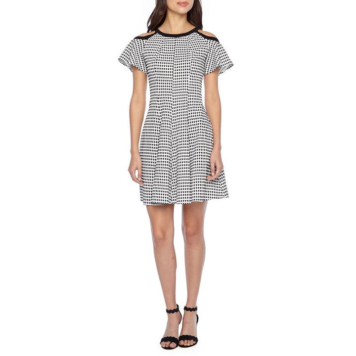 Danny & Nicole Short Sleeve Gingham Fit & Flare Dress
