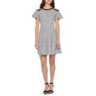 Danny & Nicole Short Sleeve Gingham Fit & Flare Dress