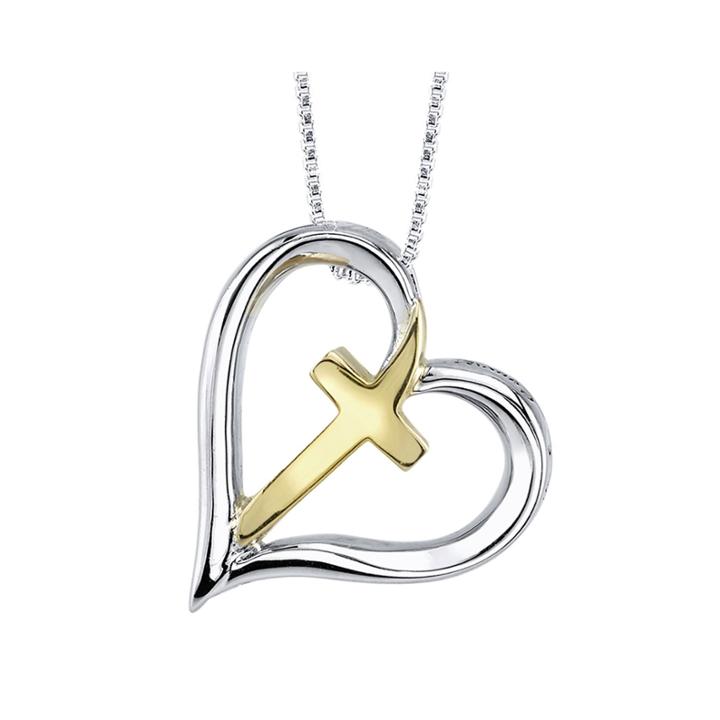Inspired Moments&trade; Sterling Silver Cross Heart Pendant Necklace